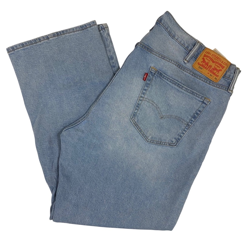 Levi's 559 Relaxed Straight Fit Stretch Blue Jeans Medium Wash Men's W42 L30